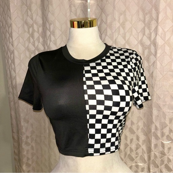 Tops - Black and white blouse, size S